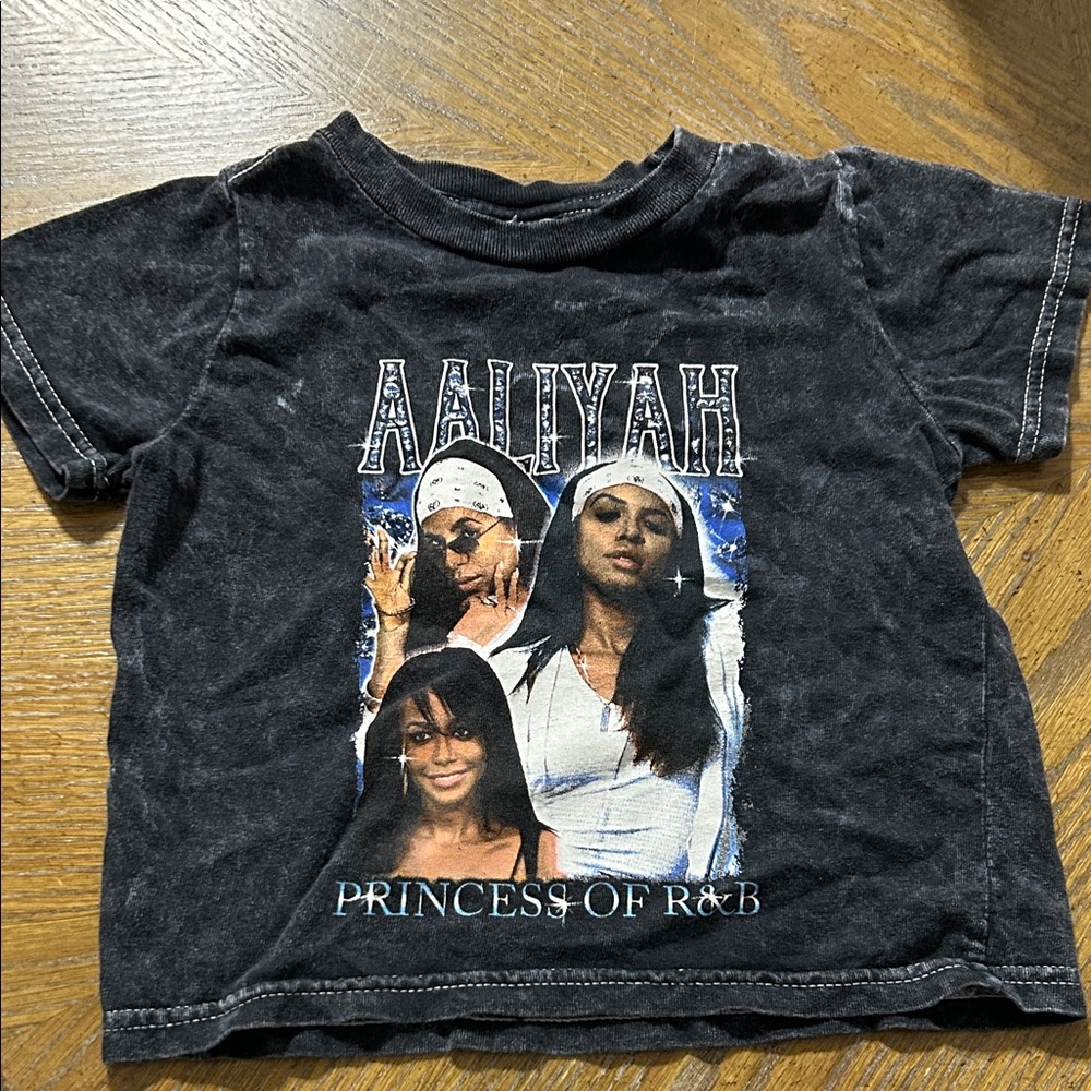 Aaliyah Black Kids T-Shirt